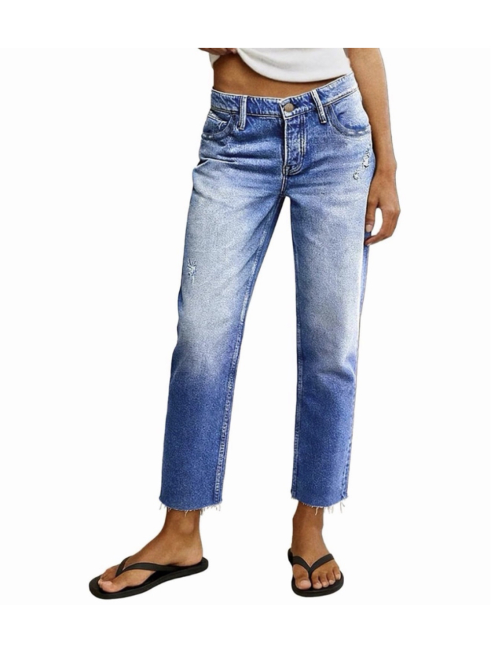 Flamingals Women's Denim Capri Jeans Mid Rise Skinny Capri Pants XL